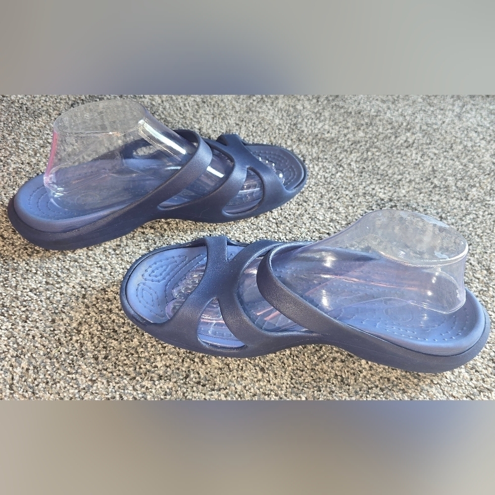 Crocs Women's Monterey Blue Rubber Comfort Sandal Size 11 - Picture 4 of 8